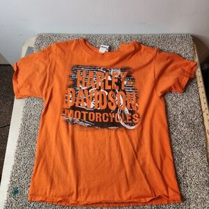 Harley-Davidson Fort Wayne Indiana Orange Graphic T-Shirt (L)‎